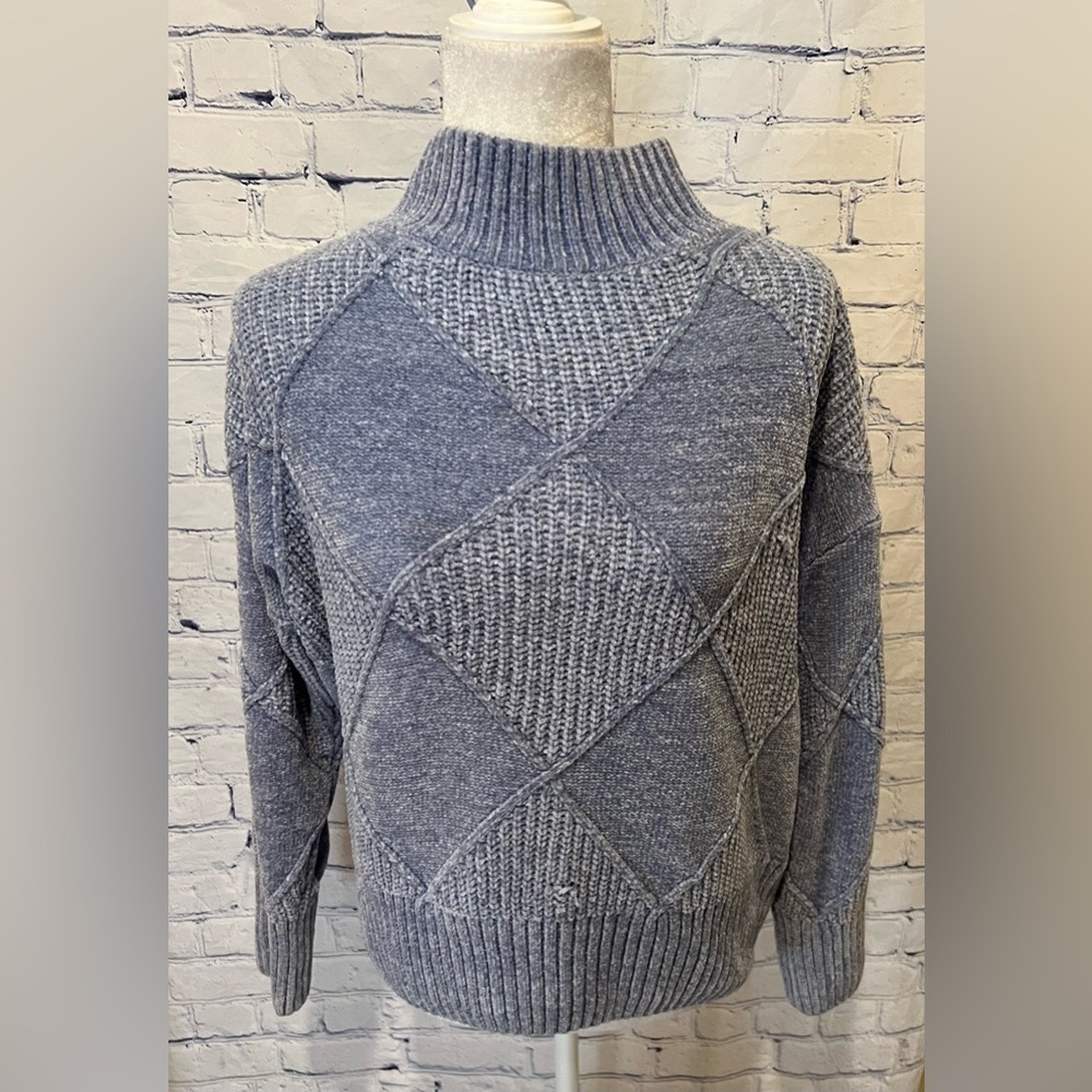Christian Siriano Women's Blue 100% Polyester Knit Sweater Size Large